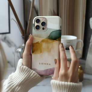 Gepersonaliseerde Earth Tone Abstracte Waterverf iPhone 15 Pro Case