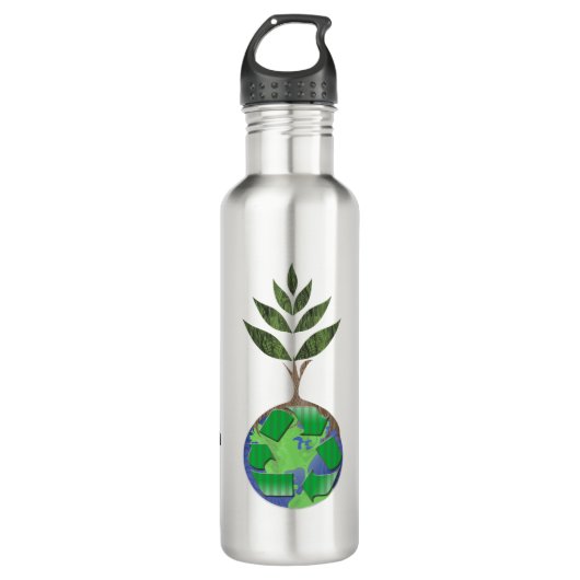 Gepersonaliseerde Earth Tree Recyclen Waterfles (Voorkant)