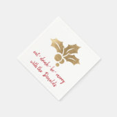 Gepersonaliseerde Eat Drink Be Merry Red Gold Star Servet (Hoek)