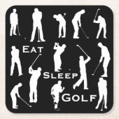 Gepersonaliseerde Eat Sleep Golf Cave Lodge Onderz Kartonnen Onderzetters (Voorkant)