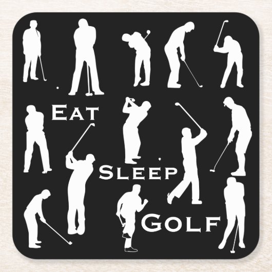 Gepersonaliseerde Eat Sleep Golf Cave Lodge Onderz Kartonnen Onderzetters (Voorkant)
