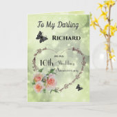 Gepersonaliseerde echtgenoot 10e Jubileum Kaart (Gele Bloem)