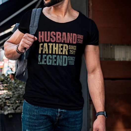 Gepersonaliseerde echtgenoot vader leggende sinds t-shirt