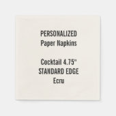 Gepersonaliseerde ECRU standaard cocktailpapier se Servetten (Voorkant)
