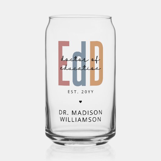 Gepersonaliseerde EdD Doctor of Education Afstuder Blikvorm Glas (Voorkant)