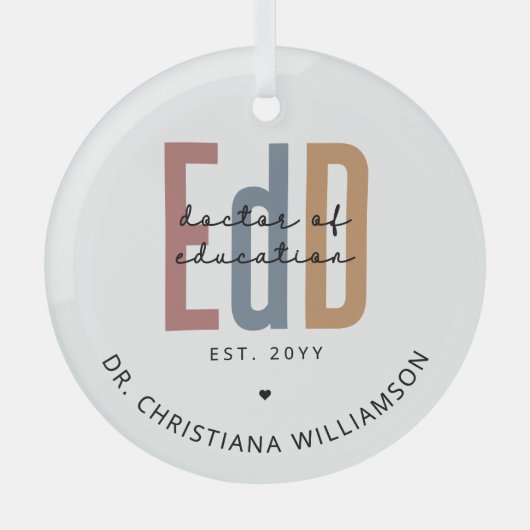 Gepersonaliseerde EdD Doctor of Education Afstuder Glas Ornament (Voorkant)