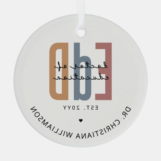 Gepersonaliseerde EdD Doctor of Education Afstuder Glas Ornament (Achterkant)