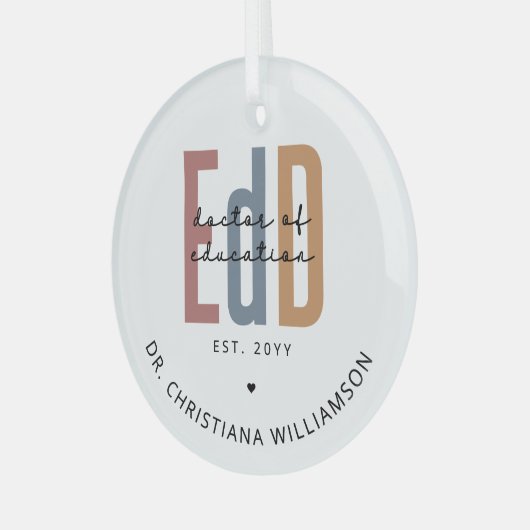 Gepersonaliseerde EdD Doctor of Education Afstuder Glas Ornament (Voorkant links)