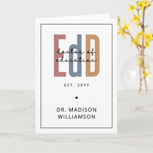 Gepersonaliseerde EdD Doctor of Education Afstuder Kaart (Gele Bloem)