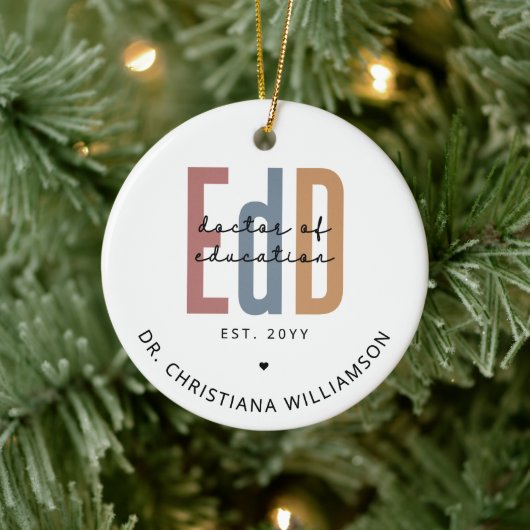 Gepersonaliseerde EdD Doctor of Education Afstuder Keramisch Ornament (Boom)