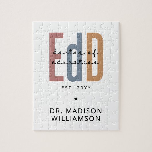Gepersonaliseerde EdD Doctor of Education Afstuder Legpuzzel (Verticaal)