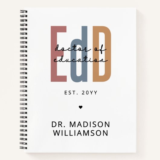 Gepersonaliseerde EdD Doctor of Education Afstuder Notitieboek (Voorkant)