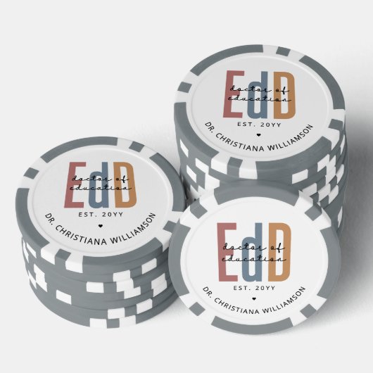 Gepersonaliseerde EdD Doctor of Education Afstuder Poker Chips (Opstapeling)