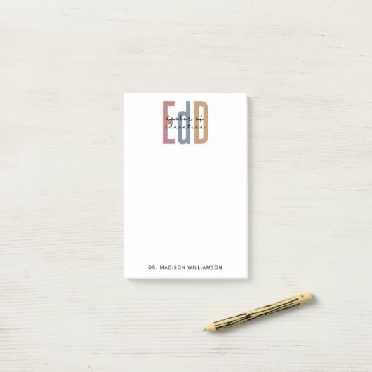 Gepersonaliseerde EdD Doctor of Education Afstuder Post-it® Notes (Op bureau)