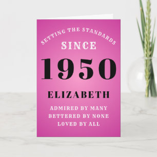 Gepersonaliseerde editie 1950 Girly Pink Chic Cute Kaart