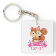 Gepersonaliseerde eekhoorn Happy Easter Pink