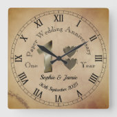 Gepersonaliseerde een jaar bruiloft Jubileum klok (Voorkant)