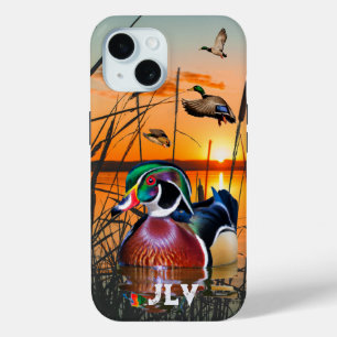 Gepersonaliseerde eendenjacht iPhone 15 case