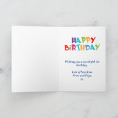 Gepersonaliseerde eenhoorn 1e verjaardag kaart (Binnen)