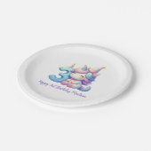 Gepersonaliseerde eenhoorn 3e derde meisjes verjaa papieren bordje (Gekanteld)