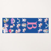 Gepersonaliseerde eenhoorn blauw monogramed yogamat (Voorkant (horizontaal))