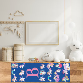 Gepersonaliseerde eenhoorn blauw monogramed yogamat