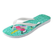 Gepersonaliseerde Eenhoorn Blauwgroen Glitter Flip Teenslippers (Schuin)