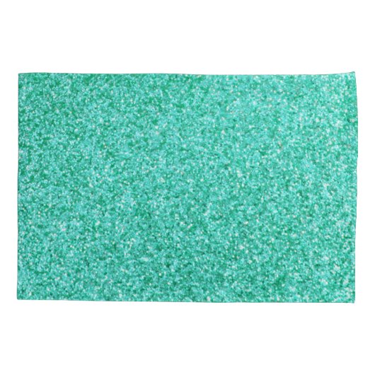 Gepersonaliseerde Eenhoorn Blauwgroen Glitter Kuss Kussensloop (Achterkant-Links)
