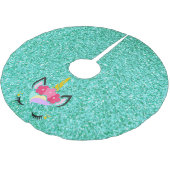 Gepersonaliseerde Eenhoorn Blauwgroen Glitter Tree Kerstboom Rok (Gekanteld)
