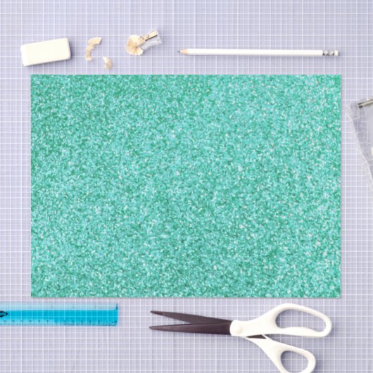 Gepersonaliseerde Eenhoorn Blauwgroen Glitter Weef Tissuepapier (Craft)