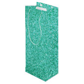 Gepersonaliseerde eenhoorn Blauwgroen glitter wijn Wijn Cadeautas (Achterkant Gekanteld)