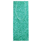 Gepersonaliseerde eenhoorn Blauwgroen glitter wijn Wijn Cadeautas (Achterkant)