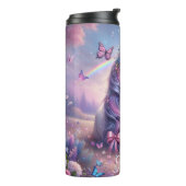 Gepersonaliseerde Eenhoorn Coquette Vlinder Roze B Thermosbeker (Gedraaid links)