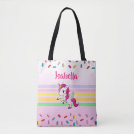 Gepersonaliseerde eenhoorn, cupcakes en sprenkels tote bag