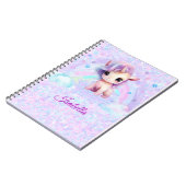 Gepersonaliseerde Eenhoorn Design Glitter Notitieb Notitieboek (Linkerzijde)