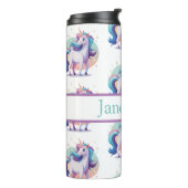 Gepersonaliseerde eenhoorn drink tumbler thermosbeker (Gedraaid links)