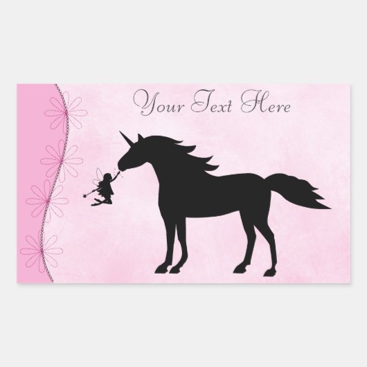 Gepersonaliseerde eenhoorn en fee silhouet Sticker (Voorkant)