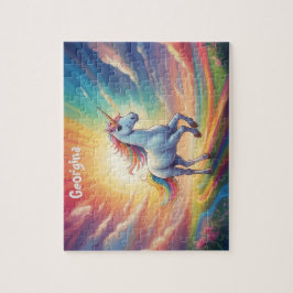 Gepersonaliseerde eenhoorn en regenboog legpuzzel