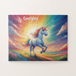 Gepersonaliseerde eenhoorn en regenboog legpuzzel