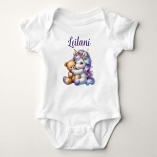 Gepersonaliseerde Eenhoorn en Teddy Bear Baby Body Romper