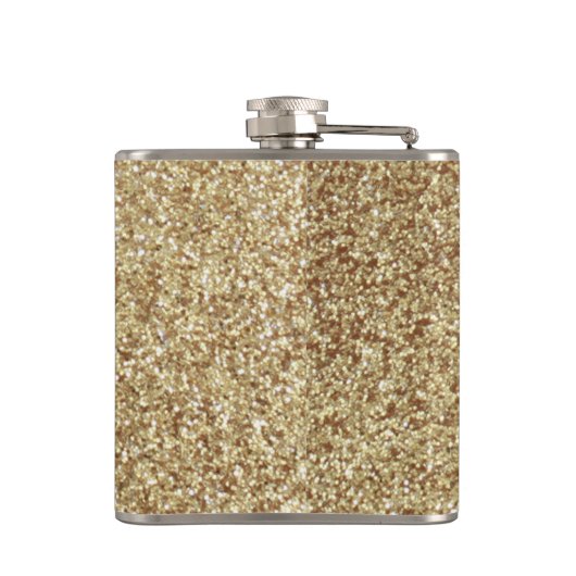 Gepersonaliseerde eenhoorn gouden glitter kolf heupfles (Achterkant)