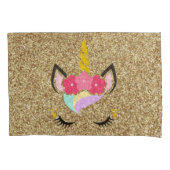 Gepersonaliseerde eenhoorn gouden glitter kussen H Kussensloop (Voorkant-Links)