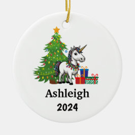 Gepersonaliseerde eenhoorn kerstversiering keramisch ornament