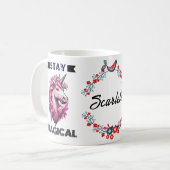 Gepersonaliseerde Eenhoorn Kinder Naam Cadeau Blij Koffiemok (Voorkant links)