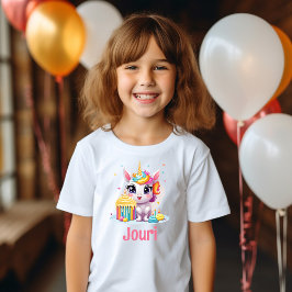 Gepersonaliseerde Eenhoorn Meisje Verjaardagsfeest T-shirt