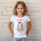 Gepersonaliseerde Eenhoorn Meisje Verjaardagsfeest T-shirt