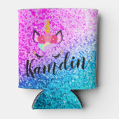 Gepersonaliseerde Eenhoorn Ombre Glitt Koozie kan  (Voorkant)