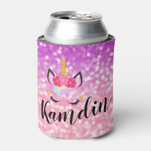 Gepersonaliseerde Eenhoorn Ombre Glitt Koozie kan 