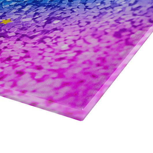 Gepersonaliseerde eenhoorn ombre glitter glas snij snijplank (Hoek)