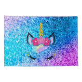 Gepersonaliseerde eenhoorn ombre glitter kussen Ho Kussensloop (Achterkant-Rechts)